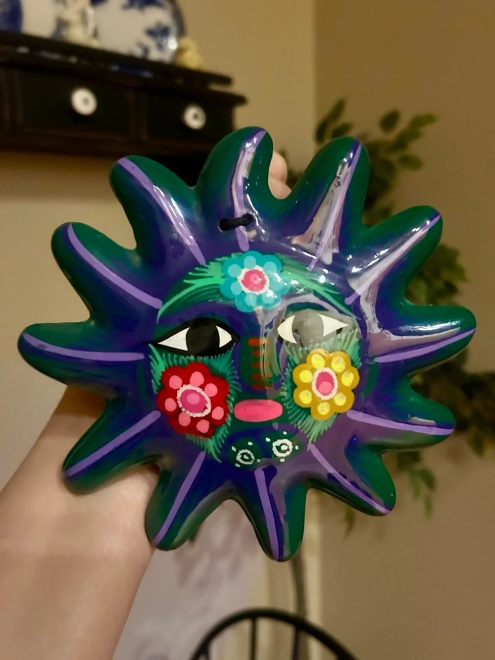 Mexican Folk Art Sun Hand Painted Wall Decor